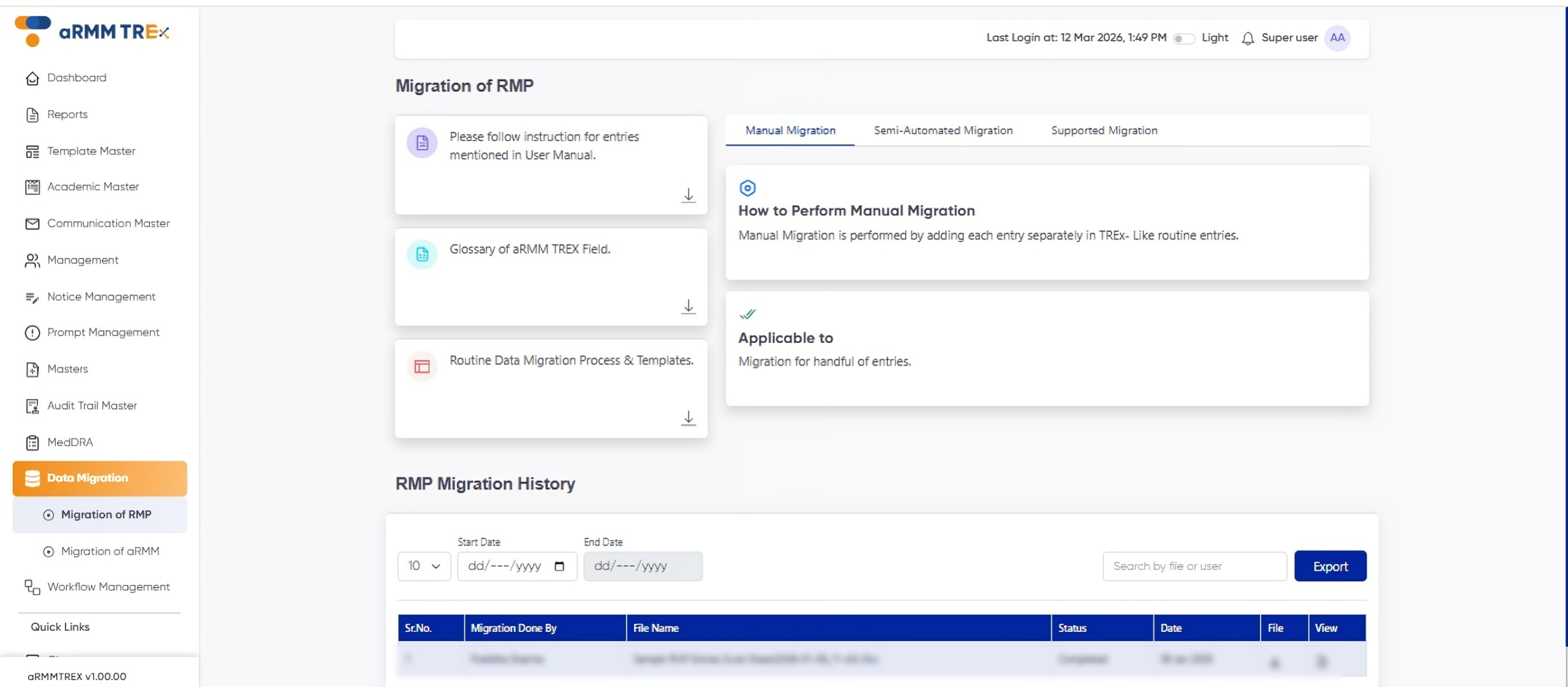 Data Migration (RMP & aRMM)